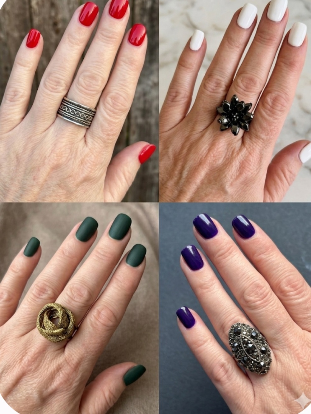 Costume Rings—Set of 4 Wearable Art—One Size Fits Most—expandable bands